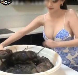 这个抓螃蟹的少妇在网上已经很火了